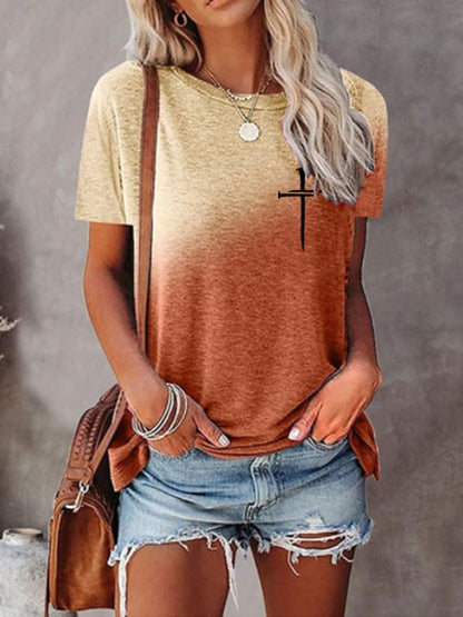 Women's Jesus Has My Back Print Casual T-Shirt