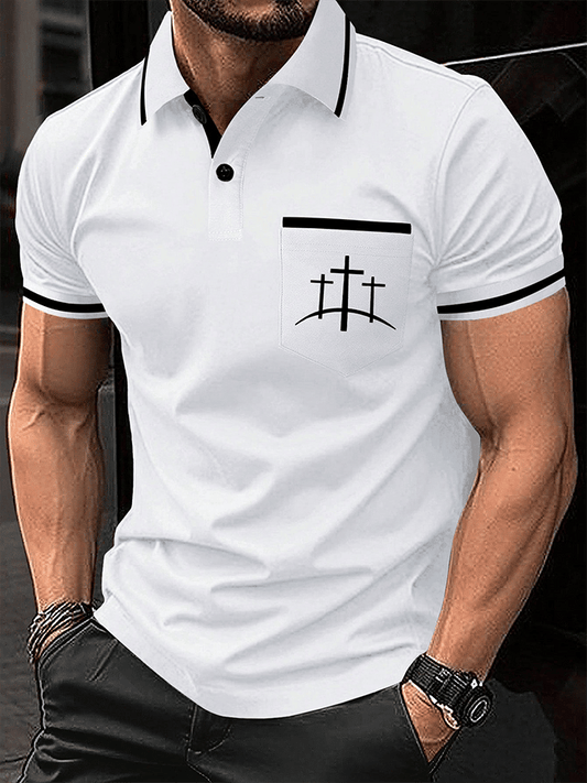 Men's Faith Print Polo Shirt (With Pockets)