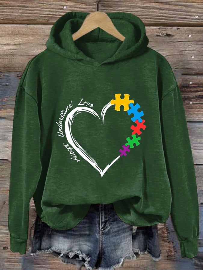 Women'S Casual Autism Awareness Printed Long Sleeve Sweatshirt