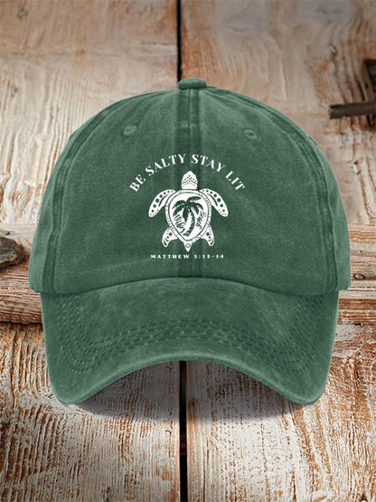 Unisex  Be Salty Stay Lit Matt Sea Turtles Print Hat