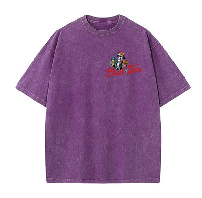 Dad Tax Washed And Distressed Pattern Crew Neck T-Shirt