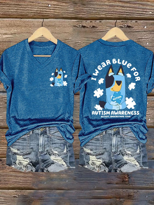Womens Autism Awareness Print T-Shirt