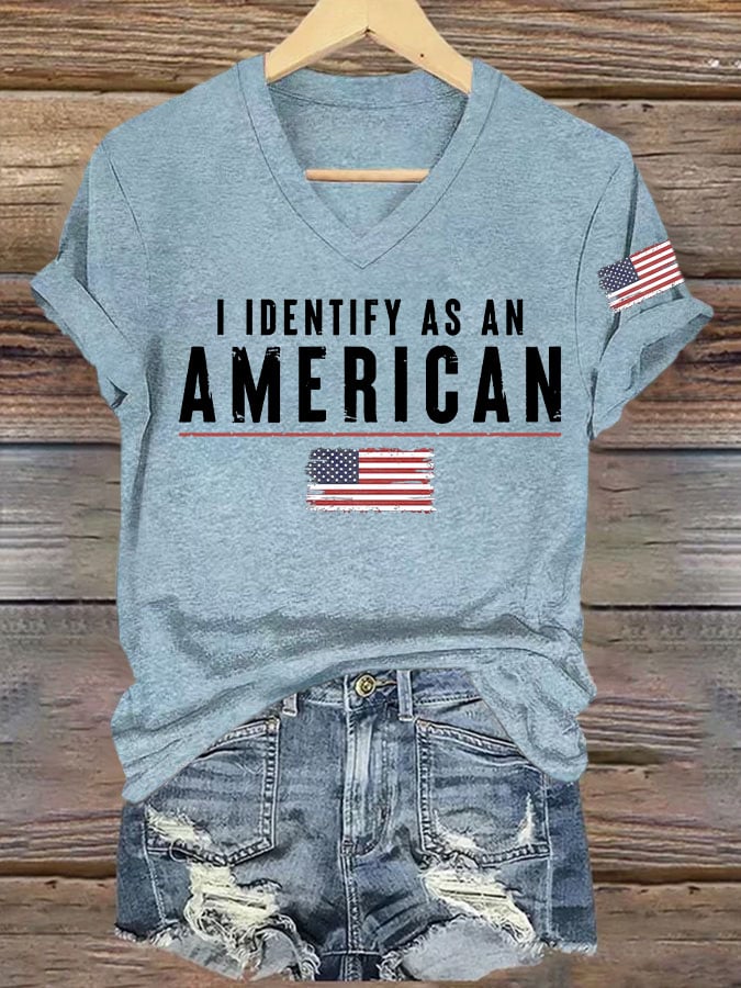 Women's I Identify As An American Printed T-shirt