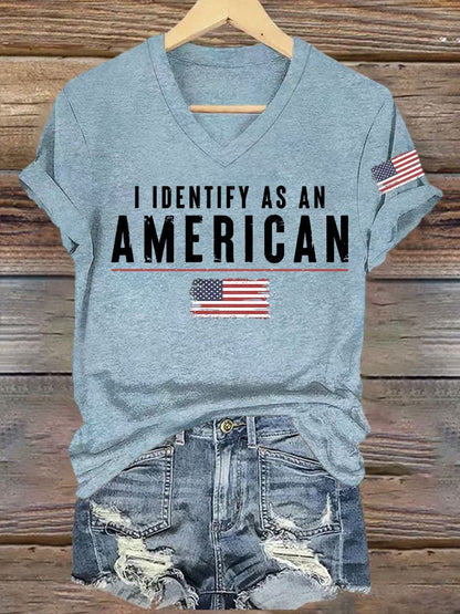 Women's I Identify As An American Printed T-shirt