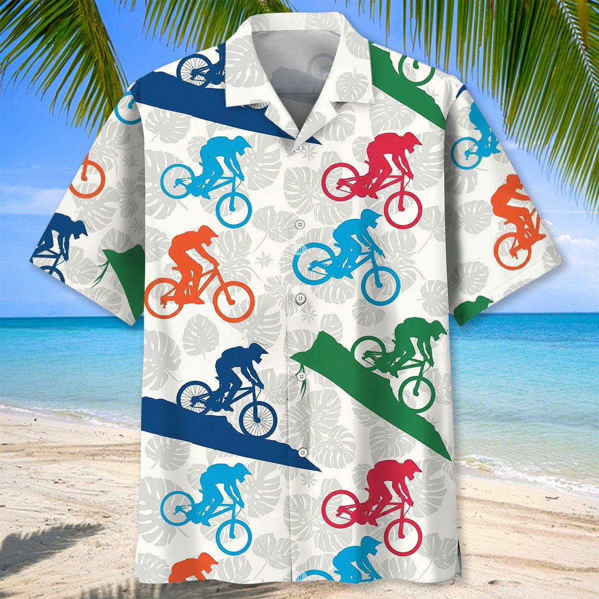 Mountain Bike Down Hill Tropical Hawaiian Shirt