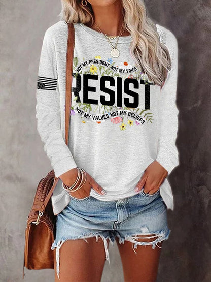 Retro Resist Not My President, Not My Voice, Not My Values, Not My Beliefs Print T-Shirt
