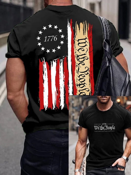 Men's Casual Independence Day Printed Round Neck Short Sleeve T-Shirt