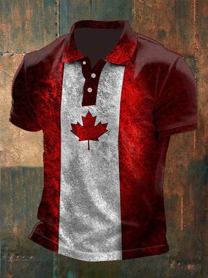 Men's Retro Canada Print Polo Shirt