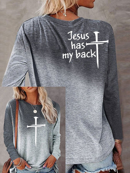 Women's Jesus has my back Casual Long Sleeve T-Shirt