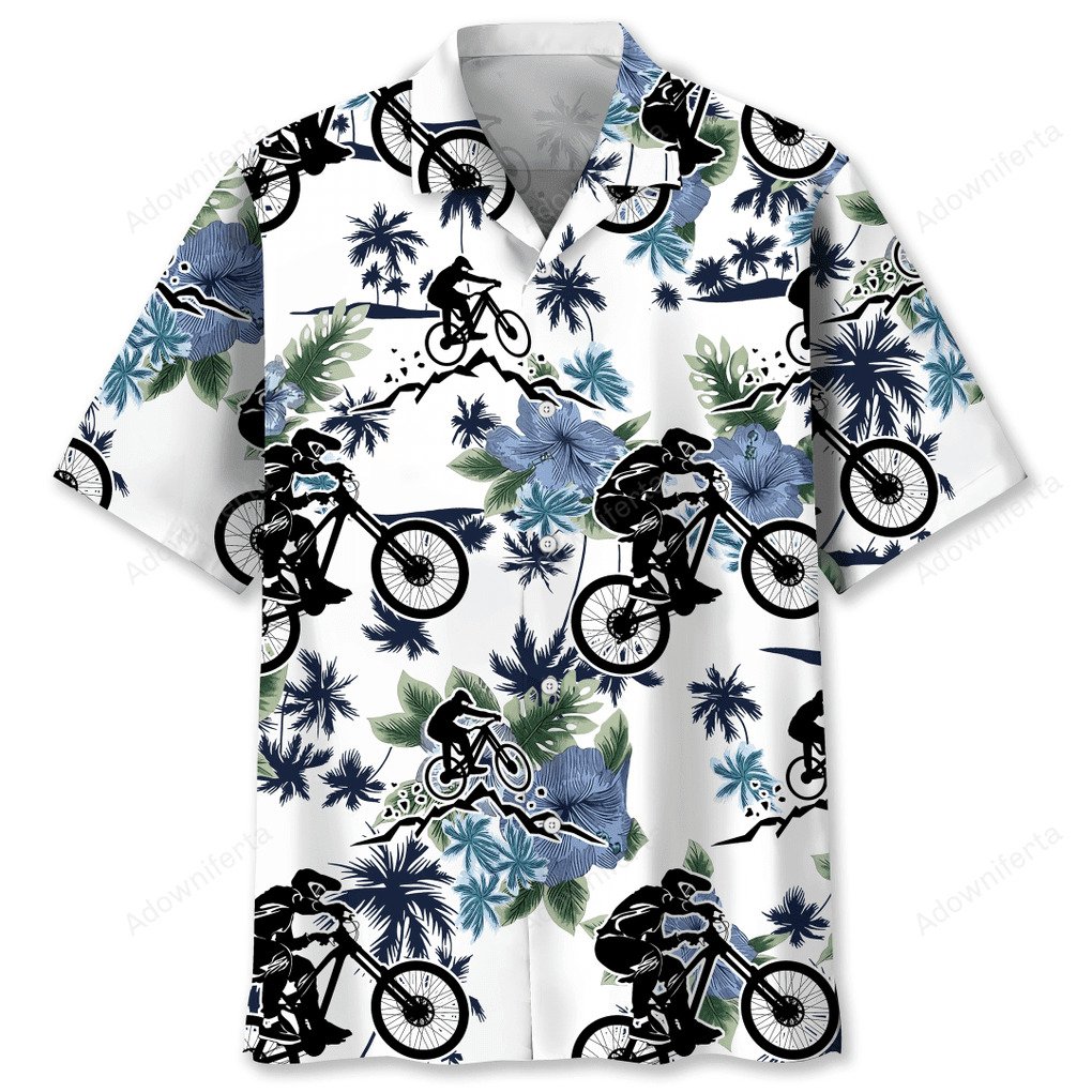 Mountain Bike White Nature Hawaiian Shirt