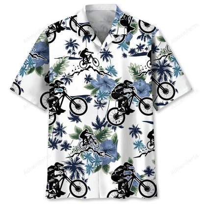 Mountain Bike White Nature Hawaiian Shirt