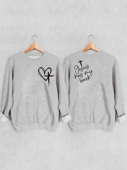 Women's Love Like Jesus Jesus Has My Back Print Sweatshirt
