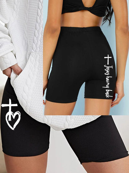 Women's Faith Jesus Has My Back Cross Print Leggings
