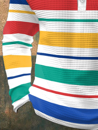 Business Casual Henley aus Waffelpiqué mit Kontrastmuster für Herren