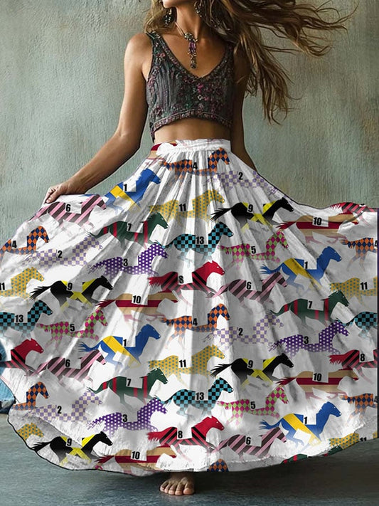 Women's Retro Kentucky Derby Print Skirt