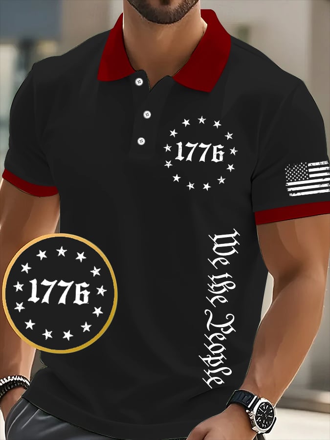 Men's We The People Fourth Of July America 1776 Patriotic Polo Shirt