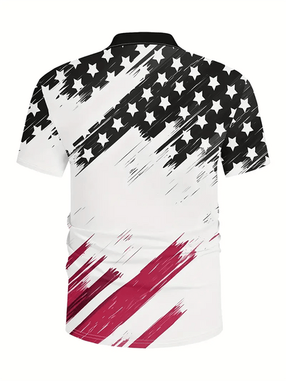 Men's Independence Day Printed Casual Polo Shirt