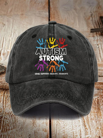 Unisex Autism Dtrong Education Advocates Love Print Baseball Cap