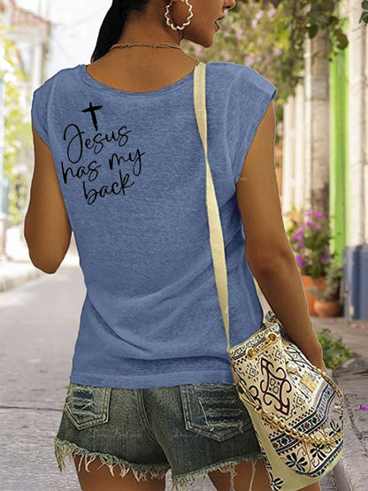 Women's Love Like Jesus Jesus Has My Back PINT Printed Vest