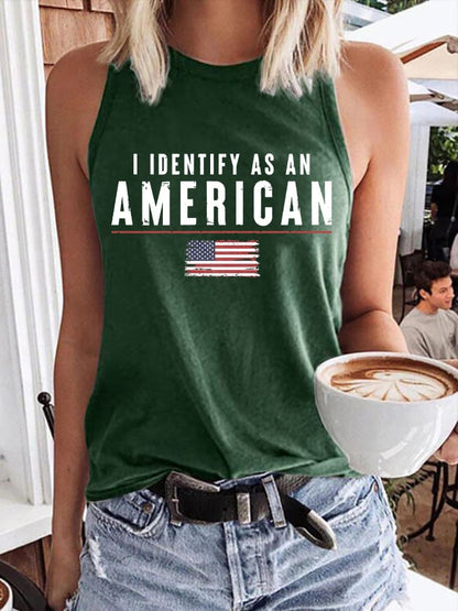 Women's I Identify As An American Print Tank Top