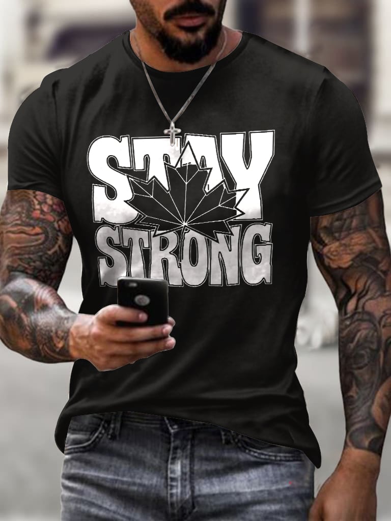 Men's Retro Stay Strong Canada Print T Shirt
