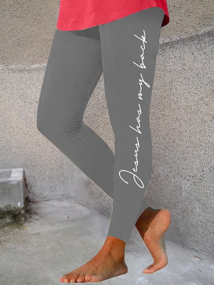 Women's 'jesus has my back' printed leggings