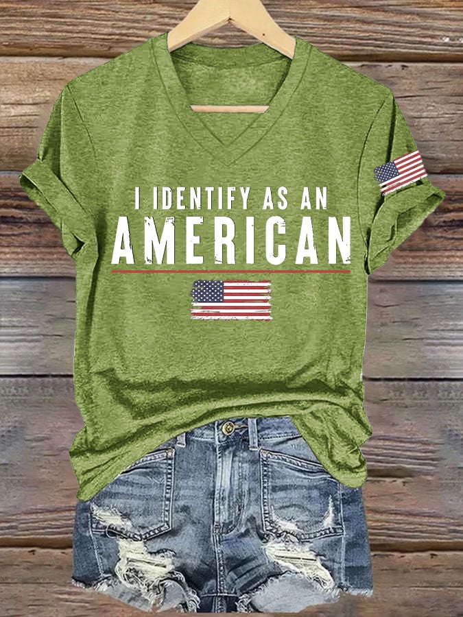Women's I Identify As An American Printed T-shirt