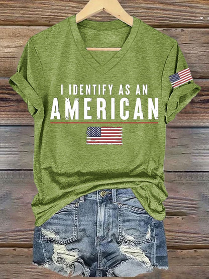 Women's I Identify As An American Printed T-shirt
