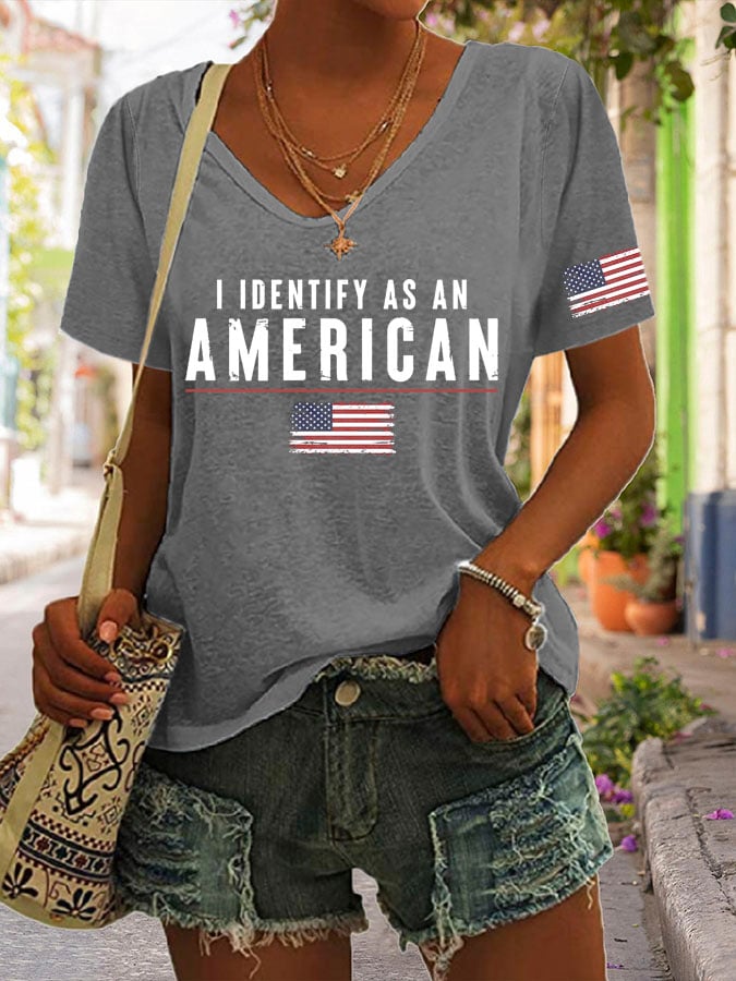 🔥Last Day 49% Off🔥Women's I Identify As An American Print Casual T-Shirt