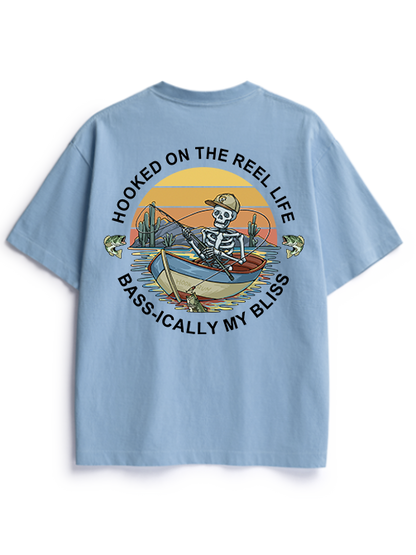 Hooked on the Reel Life Unisex Heavyweight Cotton T-Shirt
