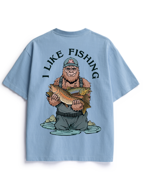 Bigfoot Loves Trout Unisex Heavyweight Cotton T-Shirt