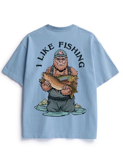 Bigfoot Loves Trout Unisex Heavyweight Cotton T-Shirt