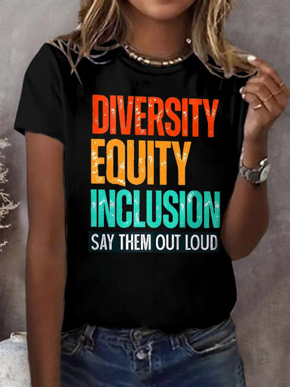Retro Diversity, Equity, InclusionSay Them Out Loud Support DEI Print T-Shirt