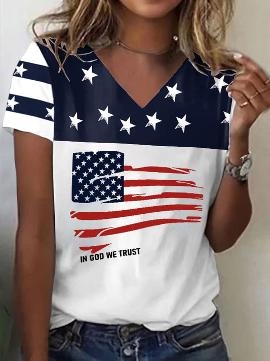 🔥Last Day 49% Off🔥Women's In God We Trust American Flag Print T-Shirt