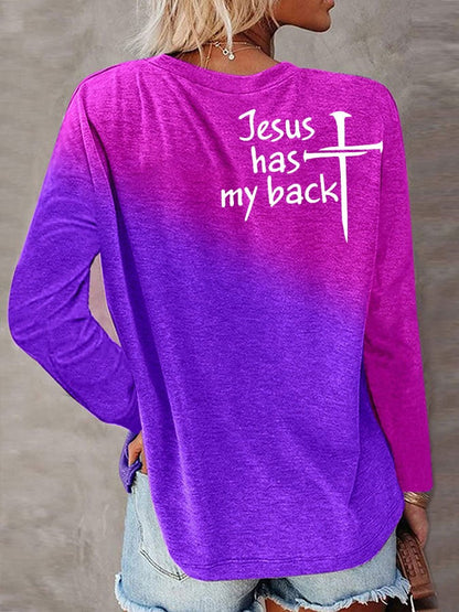 Women's Jesus has my back Casual Long Sleeve T-Shirt