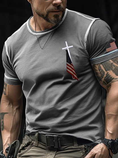 Men's Flag Cross Print T-Shirt
