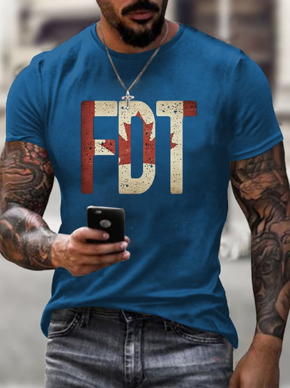 Men'S Retro Canada FDT Print T-Shirt