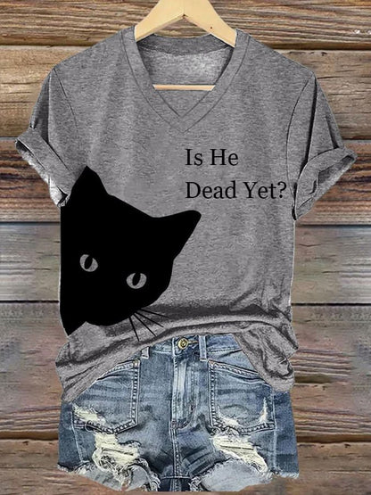 Women's Casual Cat Multicolor T-shirt