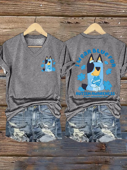 Womens Autism Awareness Print T-Shirt