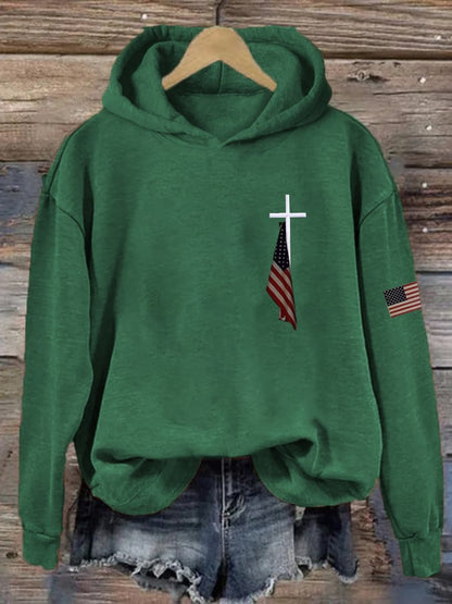 Women's Flag Cross Print  Sweatshirt