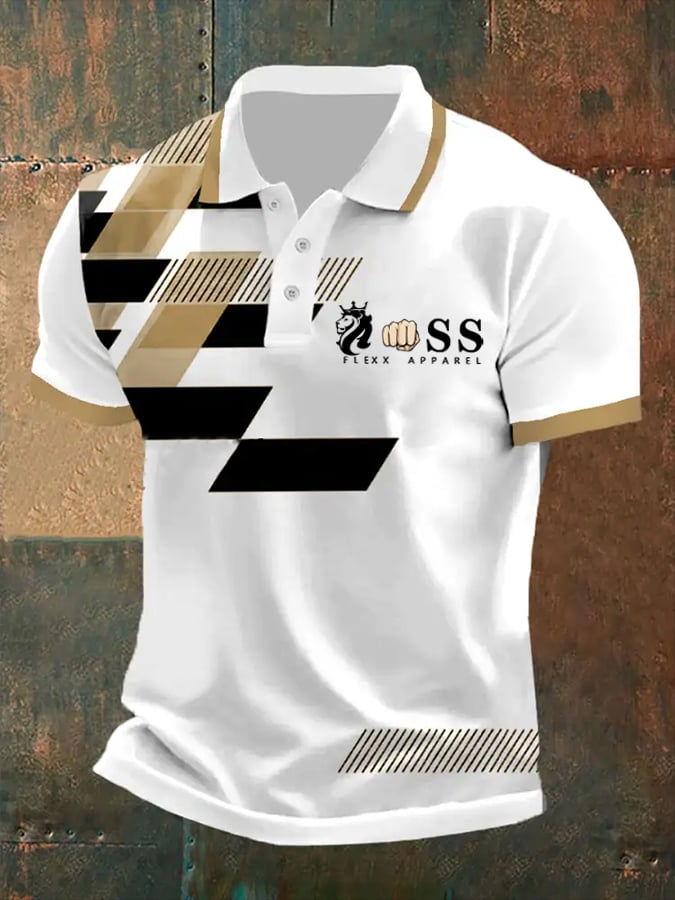 Lässiges Poloshirt für Herren mit Retro-Buchstabendesign