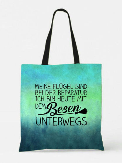 Unisex "Meine Flügel sind bei der Reparatur ..." German Slogan Print Shoulder Bag