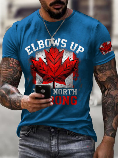 Men'S Retro Elbows Up True North Strong Print T-Shirt