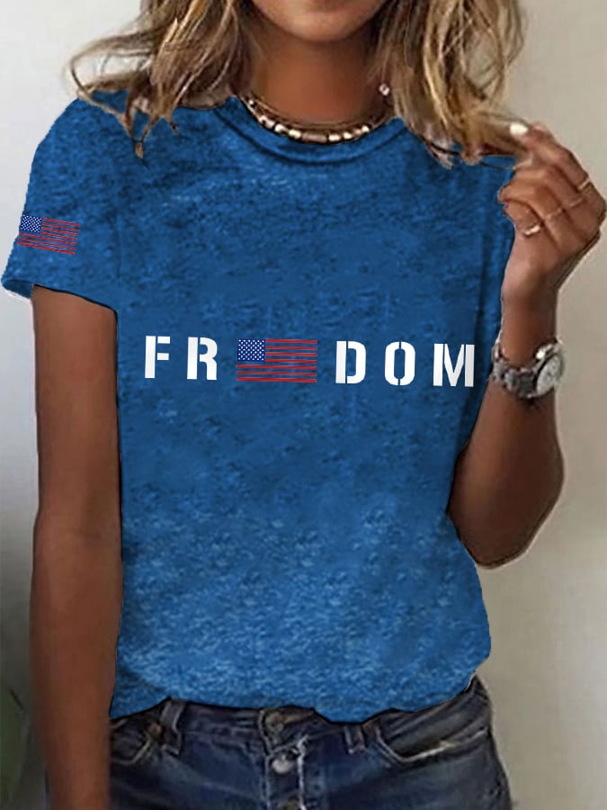 🔥Last Day 49% Off🔥Women's Freedom1776 American Flag Independence Day Casual Tee