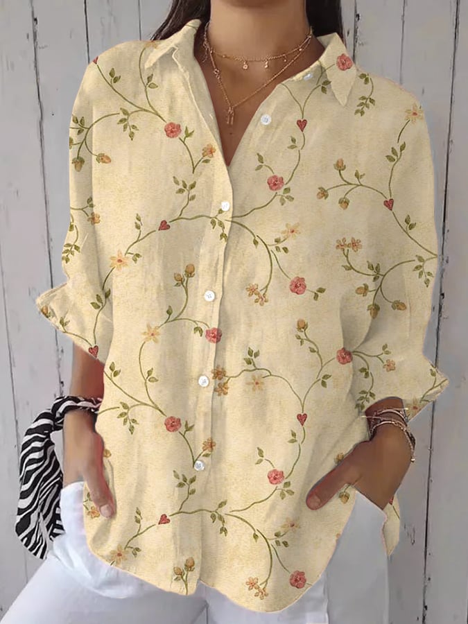 Women's Casual Vintage Floral Art Shirt