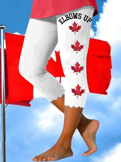 Women’s Retro Canada Elbows Up Print Leggings