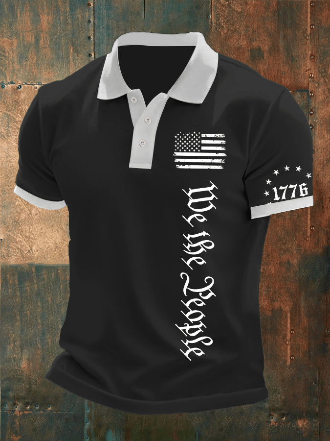 Men's Independence Day Printed Casual Polo Shirt