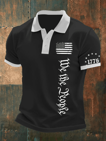 Men's Independence Day Printed Casual Polo Shirt