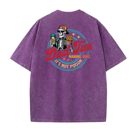 Dad Tax Washed And Distressed Pattern Crew Neck T-Shirt