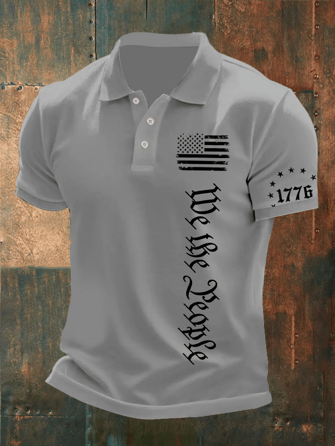 Men's Independence Day Printed Casual Polo Shirt